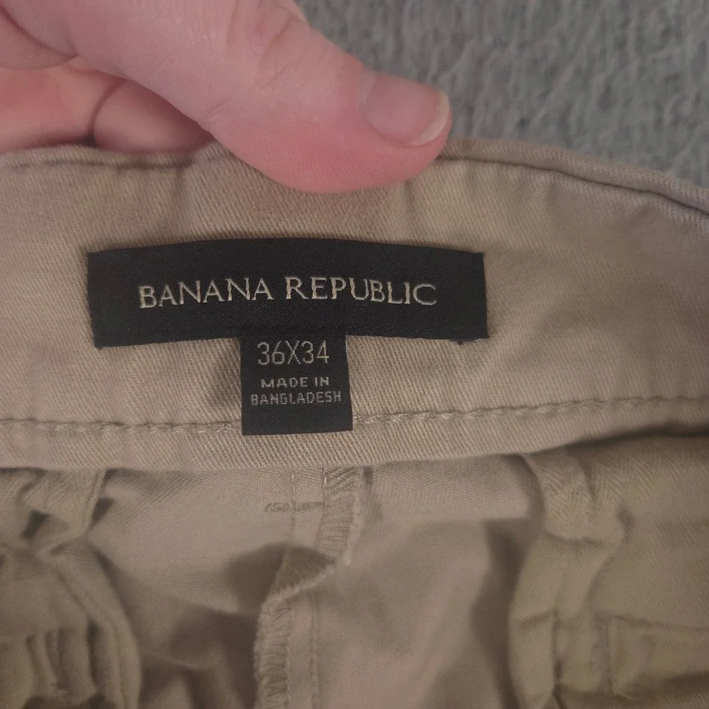 Banana‎ Republic Pants Mens 36x34 Tan Relaxed Tapered Leg Stretch Chino Khakis